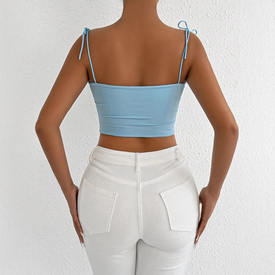 Damen Crop-Top mit Raffungen und verstellbaren Trägern R&B