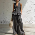 Damen lässiger Jumpsuit mit peplum Schnitt und Knopfdetails R&B