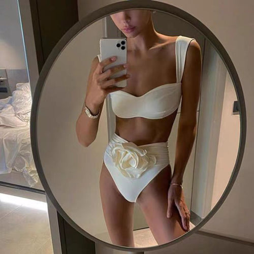 Damen Eleganter Bikiniverschnitt mit floralem Detail R&B