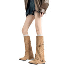 Damen modische hohe Stiefel mit doppeltem Schnallenverschluss und raffiniertem Design R&B