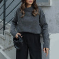 Damen modischer Oversized Pullover mit hochgeschlossenem Kragen