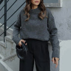 Damen modischer Oversized Pullover mit hochgeschlossenem Kragen