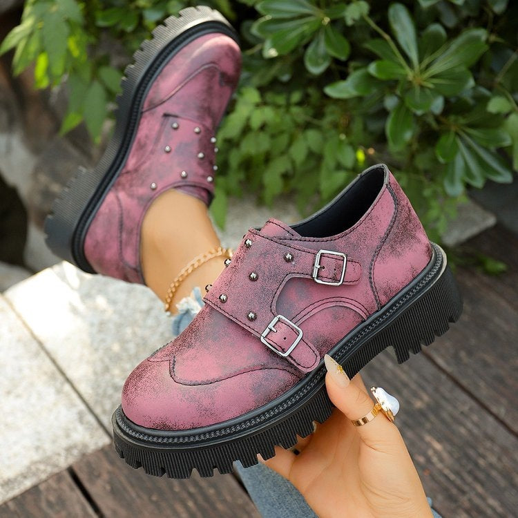 Damen modische Schnürschuhe mit Ziernähten und Plateau R&B