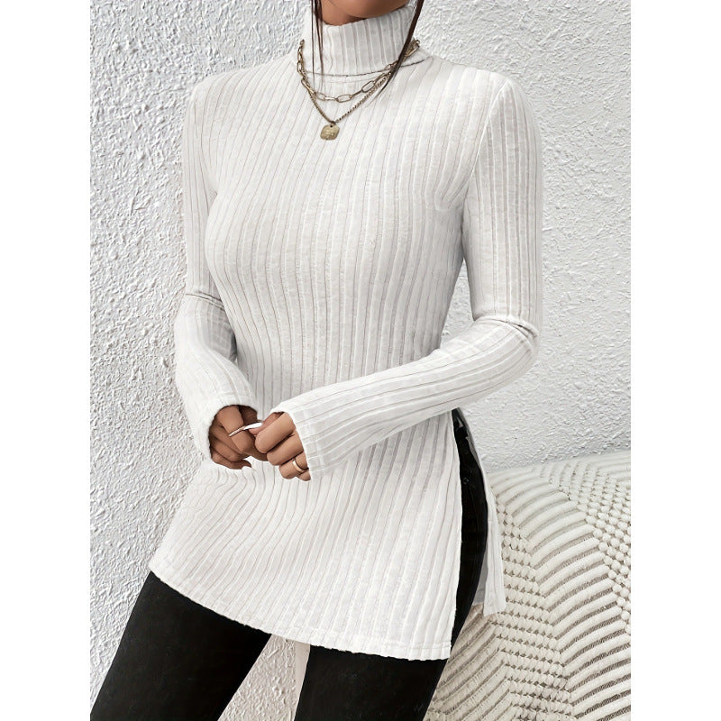 Damen Modischer Rollkragenpullover mit angesagter Rippstruktur R&B