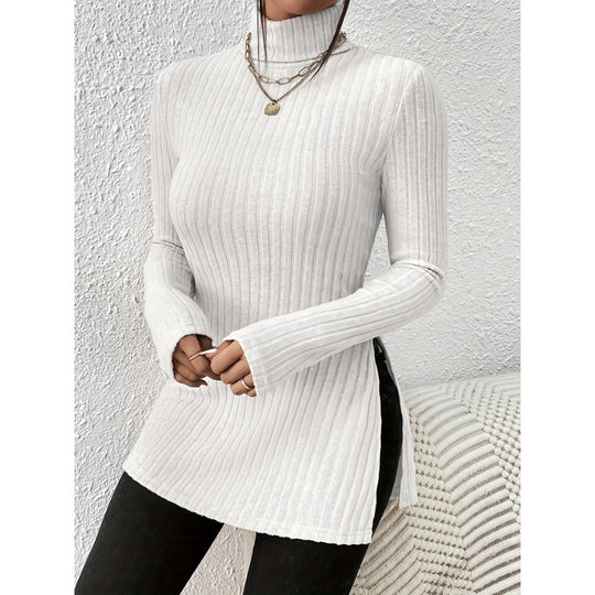 Damen Modischer Rollkragenpullover mit angesagter Rippstruktur R&B