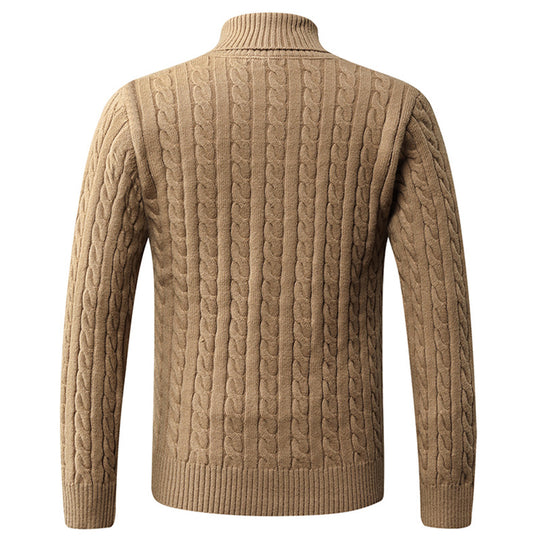 Herren Grobstrickpullover mit modernem Schalkragen und Zopfmuster R&B