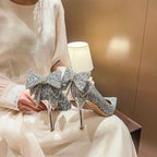 Damen elegante High Heels mit glitzerndem Schleifen-Detail R&B