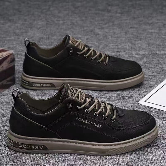 Damen lässige Leder Sneakers mit atmungsaktivem Innenfutter R&B