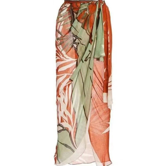 Damen Einteiler Badeanzug mit asymmetrischem Schnitt und floralem Wickelrock R&B