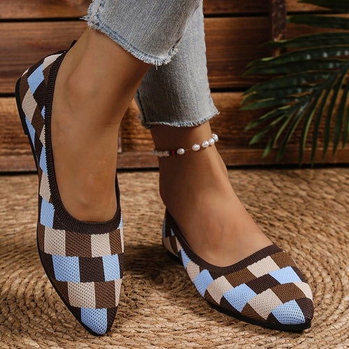 Damen Ballerinas mit geometrischem Muster und flexiblem Fußbett R&B