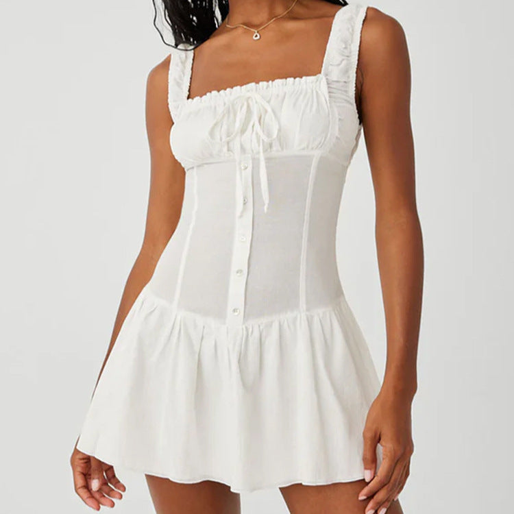 Damen Minikleid mit Rüschendetails und dekorativem Knoten R&B
