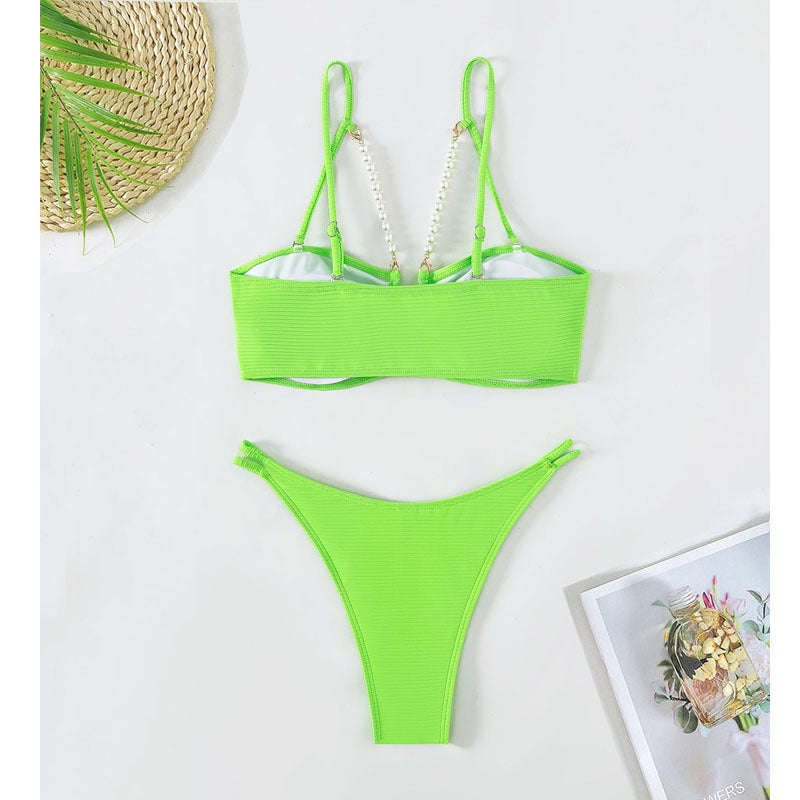 Damen raffinierter Bikinis mit Perlenakzenten R&B