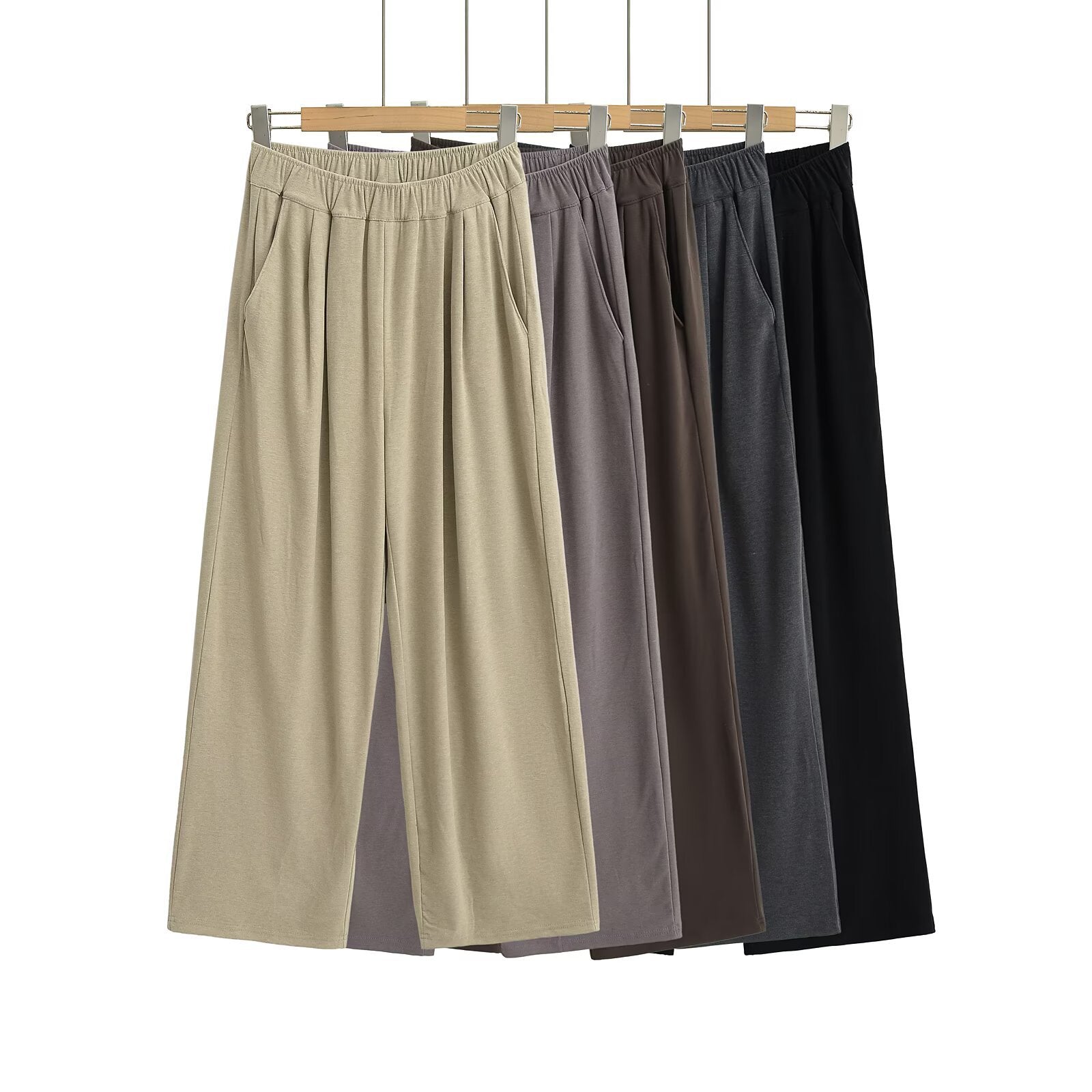 Damen Weite Chino-Hose mit elastischem Bund