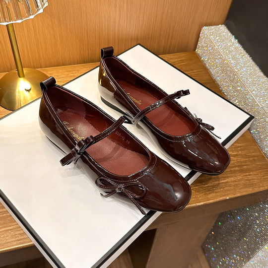 Damen Ballerinas mit schimmerndem Obermaterial und verspieltem Schleifendetail R&B
