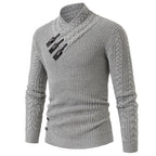 Herren Strickpullover mit asymmetrischem Kragen und dekorativem Zipper R&B