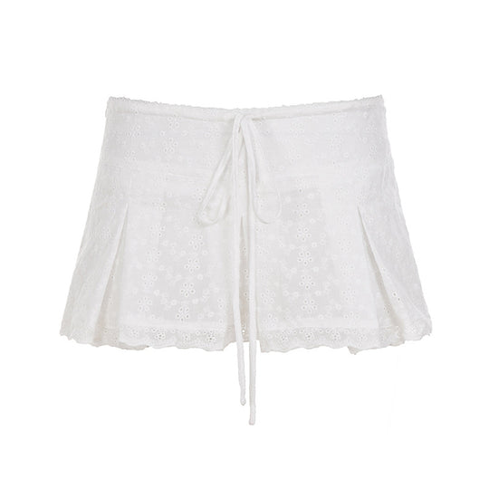 Damen verspielte Shorts mit verstellbarem Bindeband und zarten Spitzenakzenten R&B