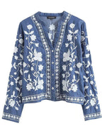 Damen gestickte Bluse mit feinen Rüschendetails R&B