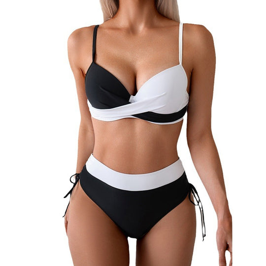 Damen Hochtaillierter Bikini mit modischem Wickel-Design R&B