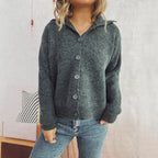 Damen gestrickte Oversize-Jacke mit Knopfleiste und weitem Schnitt R&B