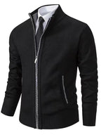 Herren modische Strickjacke mit hohem Kragen und durchgehendem Reißverschluss R&B