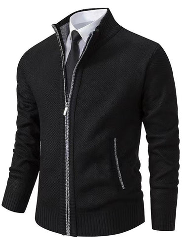 Herren modische Strickjacke mit hohem Kragen und durchgehendem Reißverschluss R&B