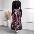 Damen Maxikleid mit floralem Print und langen Ärmeln R&B