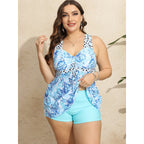 Damen Tankini-Set mit floralem Design und asymmetrischem Schnitt R&B
