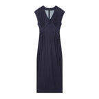 Damen Maxikleid mit elegantem V-Ausschnitt und feinem Drapé R&B