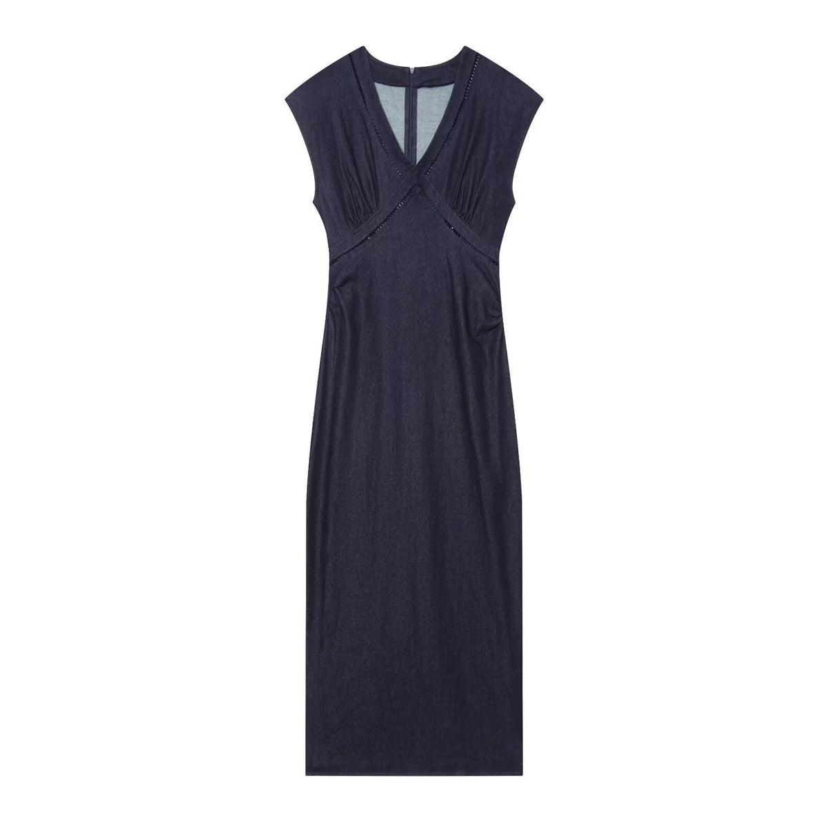 Damen Maxikleid mit elegantem V-Ausschnitt und feinem Drapé R&B