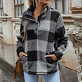 Damen Gemusterte Teddyjacke mit modernem Kragen und praktischen Taschen R&B
