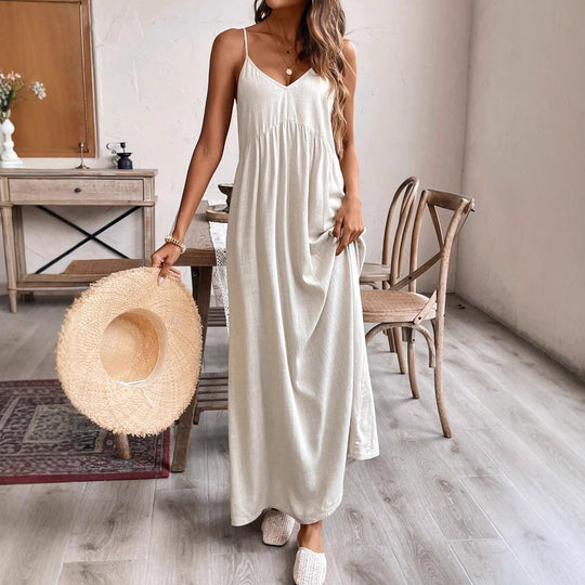 Damen Maxikleid mit Spaghetti-Trägern und lockerer Silhouette R&B