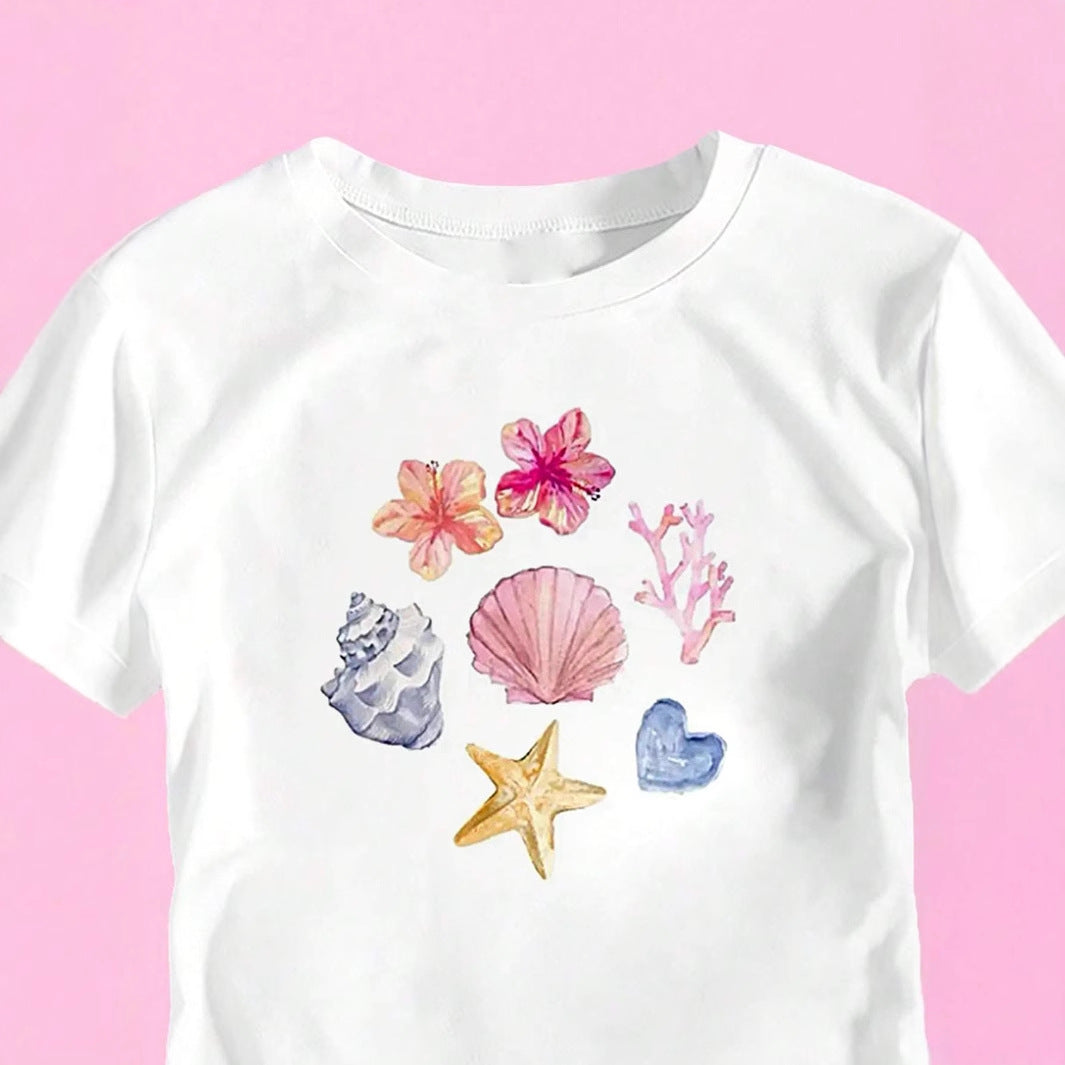 Damen Crop-T-Shirt mit maritimem Motiv R&B
