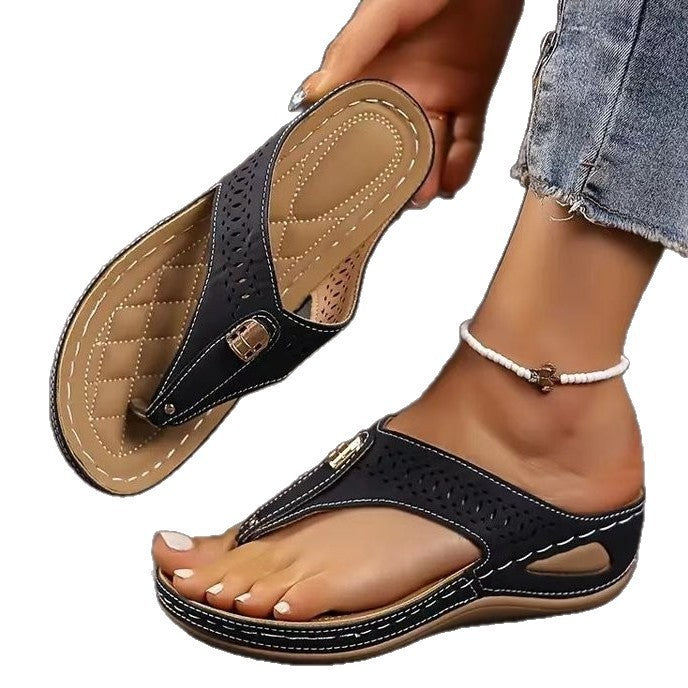 Damen Bequeme Zehentrenner-Sandalen mit atmungsaktiver Oberkonstruktion R&B