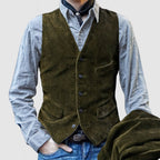 Herren elegante Cordweste mit modernen Taschen R&B