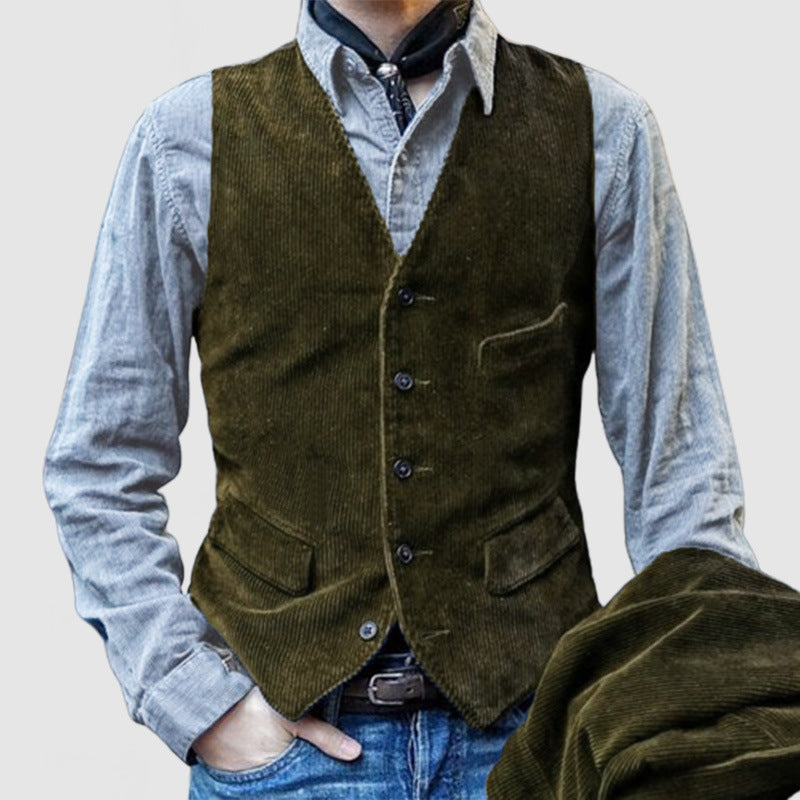 Herren elegante Cordweste mit modernen Taschen R&B