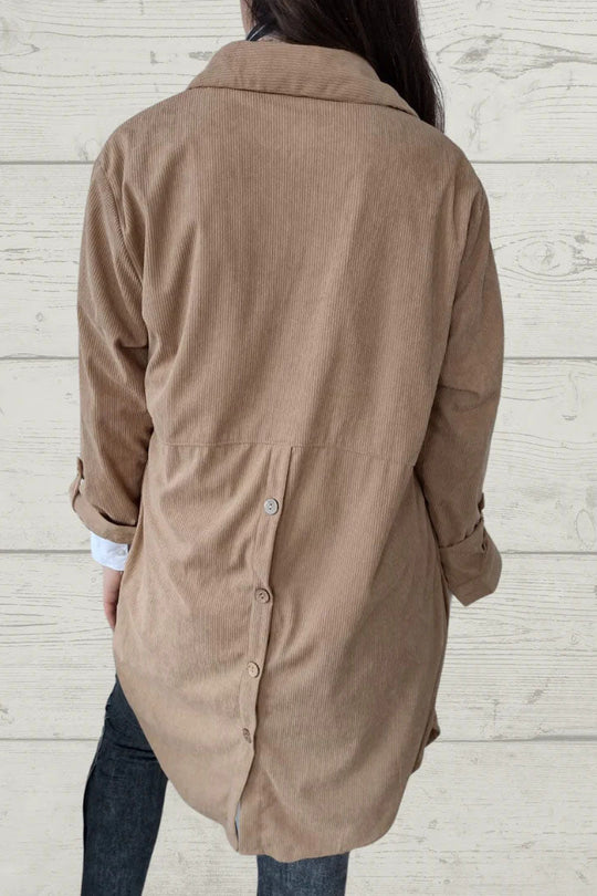 R&B | Einfarbiger Revers Taschen mittel Längen Mantel