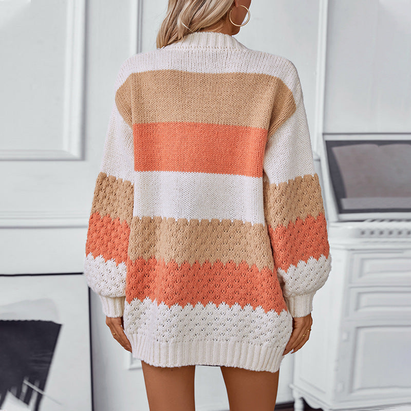 Damen Strickjacke mit trendigem Blockdesign und luftiger Haptik