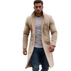 Herren eleganter Langmantel mit feinen Knopfdetails und schickem Schnitt R&B
