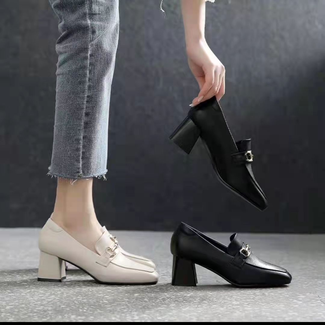 Damen moderne Sling-Pumps mit schickem Quadratverschluss und komfortablem Blockabsatz R&B