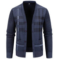 Herren stilvolle Strickjacke mit modernem Karomuster und praktischen Taschen R&B