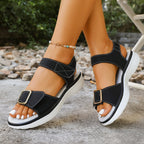 Damen Bequeme Sandalen mit verstellbarem Klettverschluss und modischem Design EB