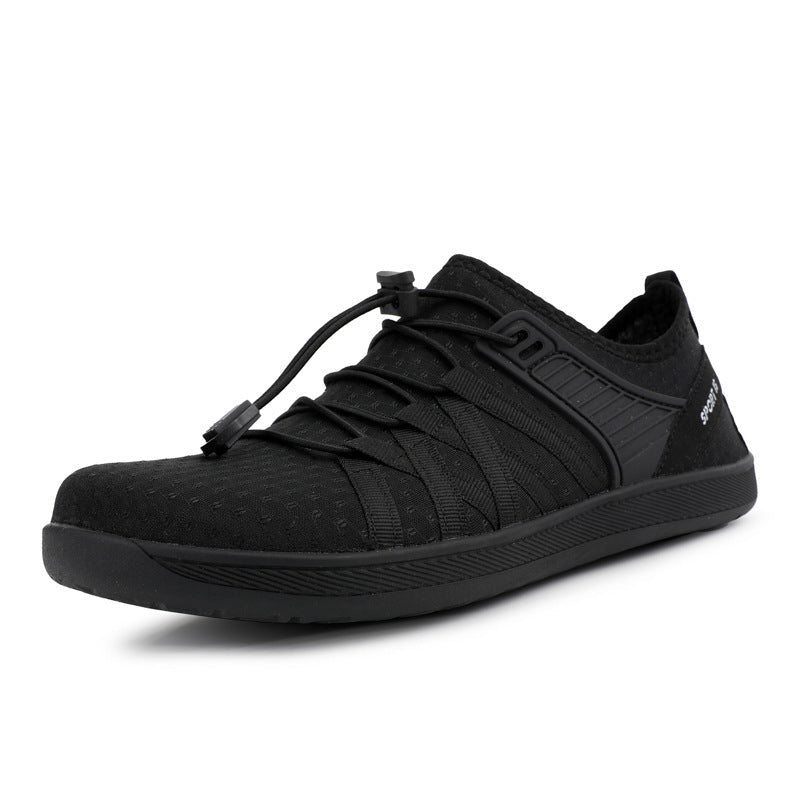 Unisex nan flacher Stadt-Sneaker mit Schnellzugverschluss, elastischem Strickoberteil und stoßabsorbierender Leichtsohle R&B