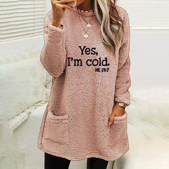 R&B | Übergröße Sweatshirt Doppelseitiges Fleece Buchstabenprint Seitentaschen Langarm