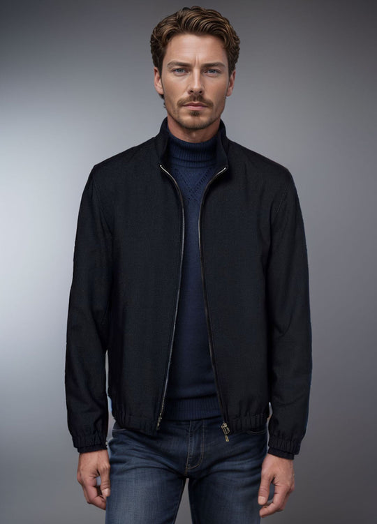 Herren leichte Bomberjacke mit hohem Kragen R&B