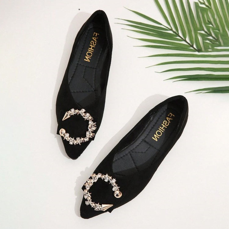 Damen Ballerinas mit funkelndem Schmuckelement R&B