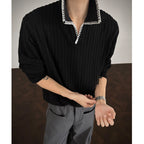 Herren Pullover mit lässigem strukturiertem Design und modischem Kragen R&B