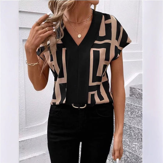 Damen Elegant geschnittene Bluse mit modernem grafischen Muster R&B