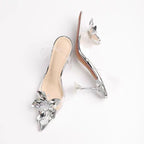 Damen Elegante transparente Pumps mit floralen Applikationen R&B