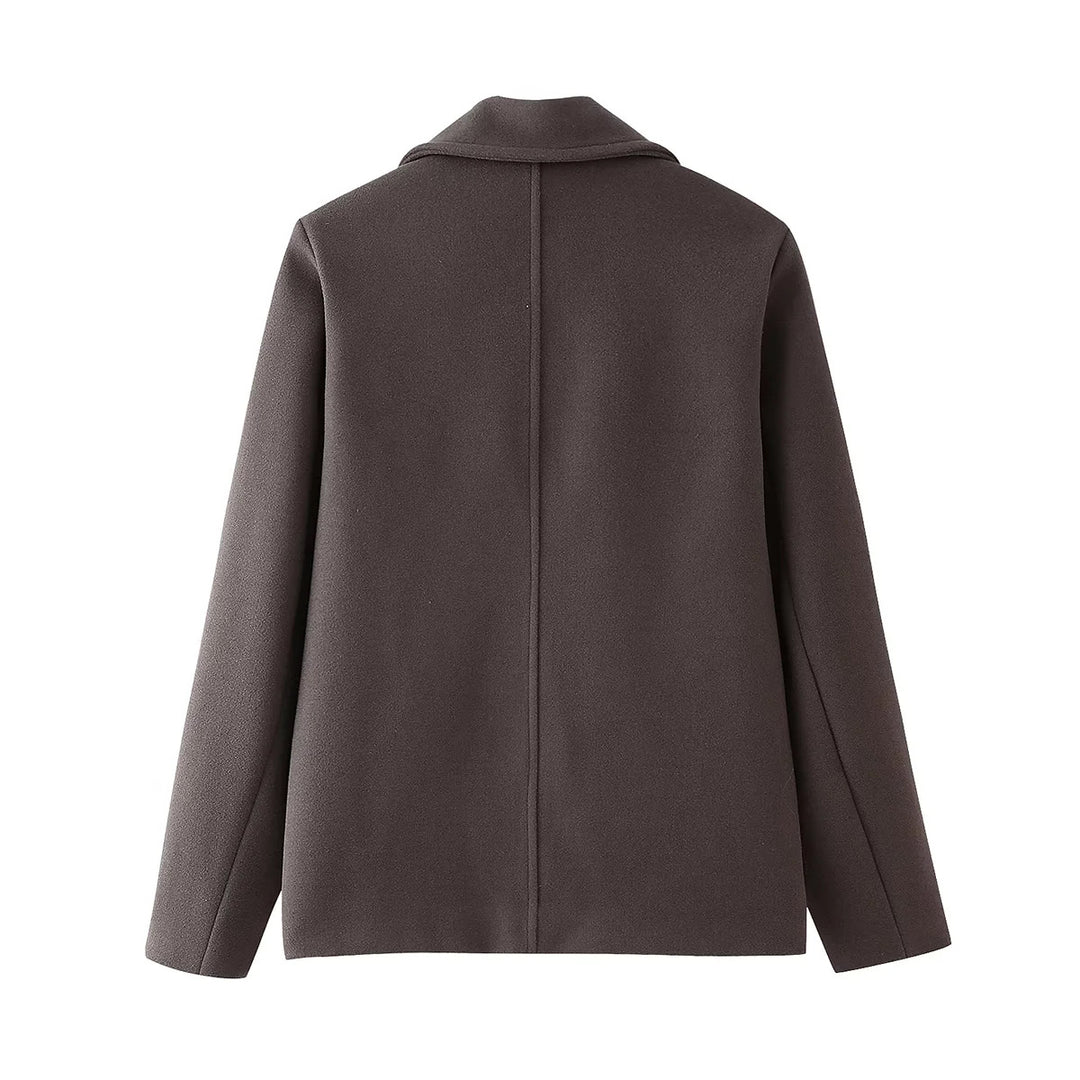 Damen eleganter Wool Peacoat mit tiefem Revers und praktischen Taschen R&B