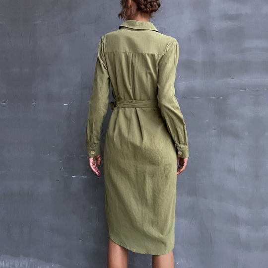 Damen Hemdblusenkleid mit Taillengürtel und praktischen Knopfdetails R&B